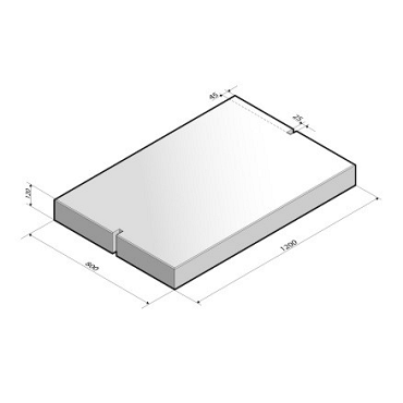 Industrieplaat 120x80x12 cm grijs zonder sleuf (DR)