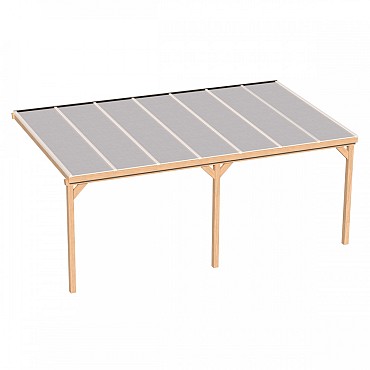 Pext Veranda Douglas - 4060x2500 muuraanbouw - staanders 14x14 cm - wit - polycarbonaat helder