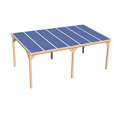 Pext Veranda Douglas - 6620x3000 vrijstaand - staanders 14x14 cm - wit - gelaagd glas
