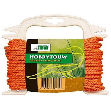 Hobbytouw oranje 6 mm x 10 mtr