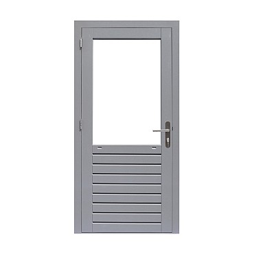 Hardhouten enkele 1-ruits deur Prestige met dubbelglas, linksdraaiend, 109x221 cm, grijs gegrond
