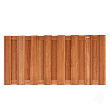 Kempas FSC tuinscherm recht 15L 13mm 39x1800x900mm V-groef / RVS bc >