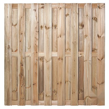 Grenen FSC tuinscherm recht 15L 15mm 47x1800x1800mm glad / RVS [geimpregneerd] bc