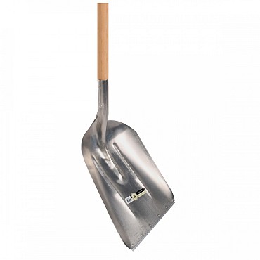 Schop - Karlstad - Aluminium - Met slijtstrip - Houten steel - 85 cm
