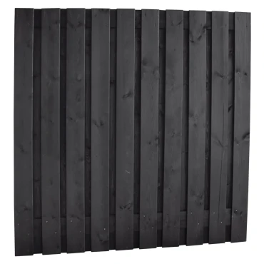 Naaldhout geschaafd plankenscherm 21-planks 15 mm, 180x90 cm, recht, geïmpregneerd en zwart gespoten.