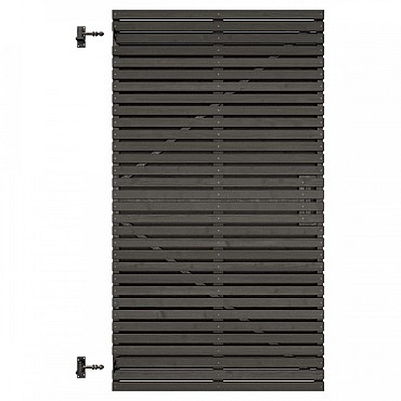 Grenen geschaafd latten deur op verstelbaar frame, horizontaal, 178x99x5 cm, zwart gespoten.