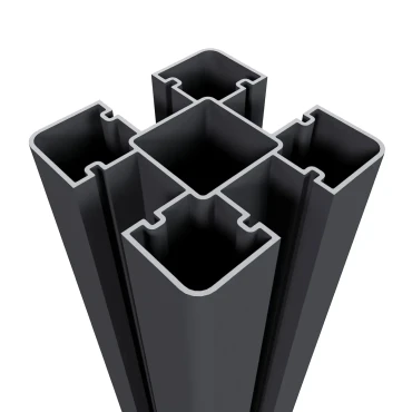 Newtechwood aluminium sleufpaal, met paalkap en paalhouder, 8x8x190 cm, zwart.