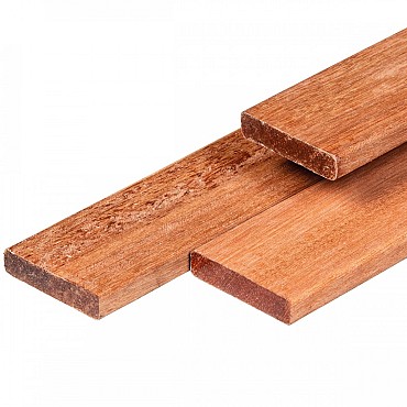 Keruing hardhout plank 1,6x7x180 cm kunstmatig gedroogd, geschaafd, 4 ronde hoeken
