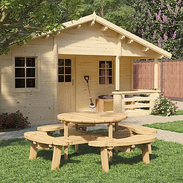 Picknicktafel vuren geïmpregneerd, gedroogd Rond