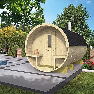 Saunabarrel vurenhout Ø220 cm, 350 cm lang