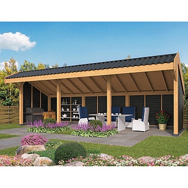DHZ Kapschuur Boekelo - Zwart 900x250 cm incl. schroefpakket (2 colli)