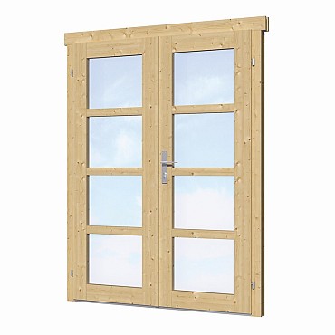 Dubbele deur+kozijn enkel glas D1