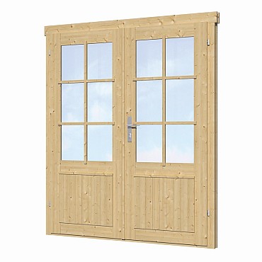 Dubbele deur+kozijn enkel glas D3
