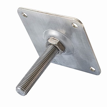 Betonpoer hoogteverstelling M20 De Lux RVS plaat 10x10 cm