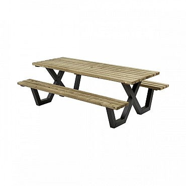 Picknicktafel geïmpregneerd, metalen frame, 230x160 cm