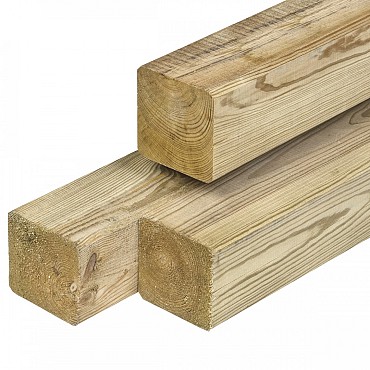 Midden-Europees Grenen paal, groen geïmpregneerd, geschaafd 4rh 8,8x8,8x300 cm