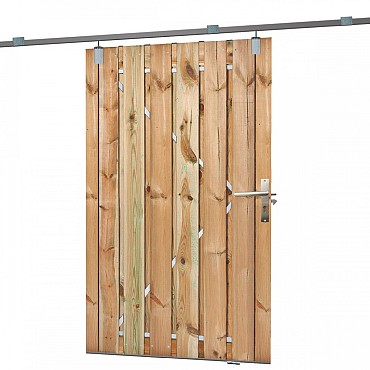 Tuindeur schuifsysteem grenen groen geïmpregneerd H195x130 cm
