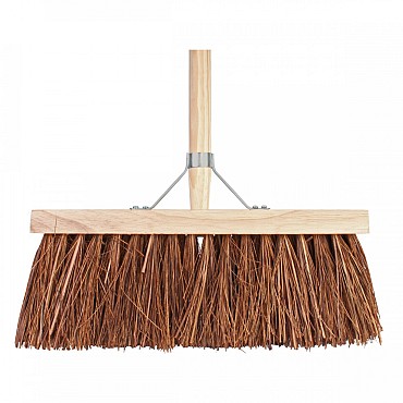 Stadsbezem - Natuurvezel - 41 cm - Houten steel - 140 cm