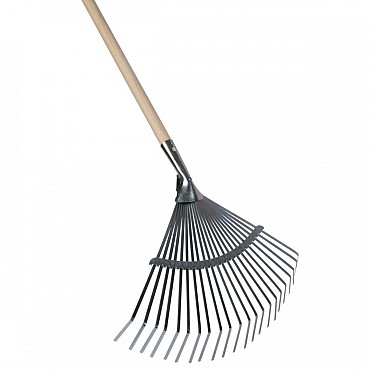 Gazonhark - Verzinkt - Platte tanden - Essenhouten steel - 150 cm
