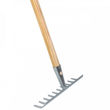 Tuinhark - 10 tanden - Verzinkt - 25 cm - Essenhouten steel - 160 cm