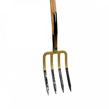 Spitvork - Professioneel - 4 tanden - Essenhouten steel - 85 centimeter