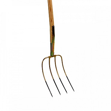 Mestvork - 4 tanden - Essenhouten steel - 85 centimeter