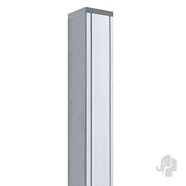 Aluminium paal 7x7x186 cm blank (incl kap en houten kern)