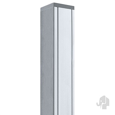 Aluminium paal 9x9x186 cm blank (incl kap en houten kern)