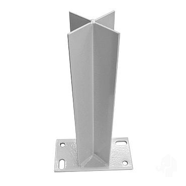 Paalhouder (insteek) met voet (tbv alu paal 68x68) [zilver gepoedercoat] bc