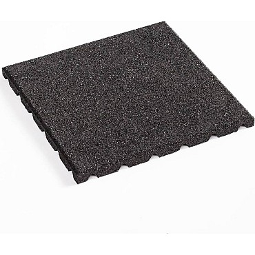 Rubbertegel 100x100x3 cm zwart, valh. 100 cm.