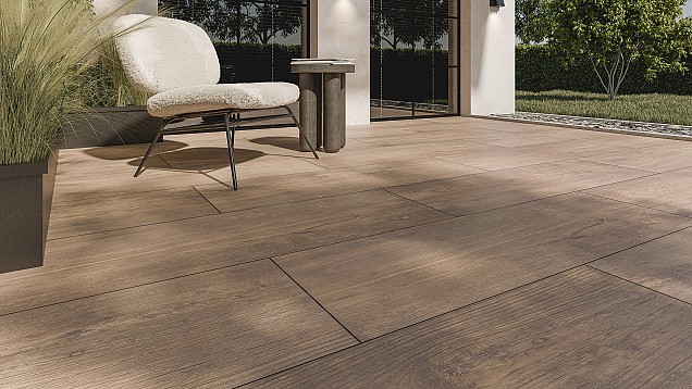 Keramische tegel Woodlook Ronco Dark 40x120x3 cm