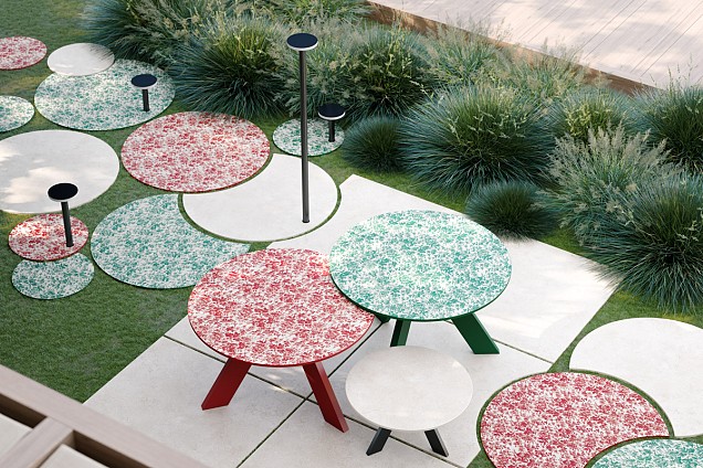 Keramische tegel TD Decor ø60 cm x 2 cm - Model A - Doily Rosso