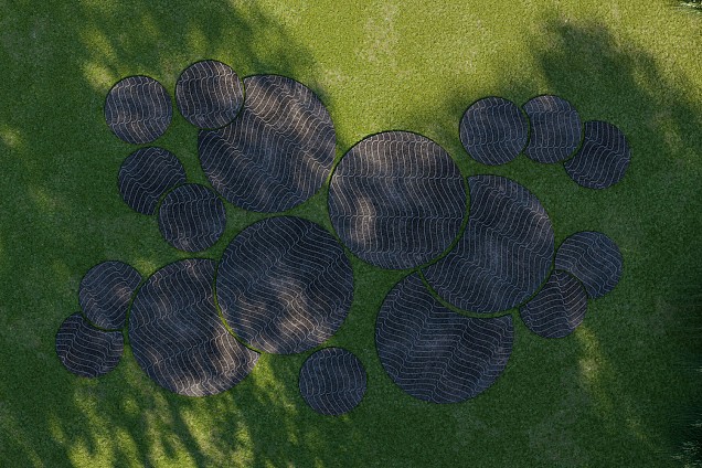 Keramische tegel TD Decor ø120 cm x 2 cm - Model C - Wave