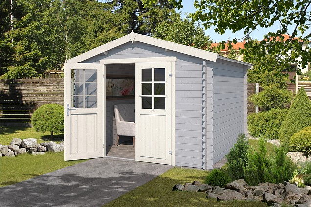 Blokhut Norah 275x230 Platinum Grey-Wit