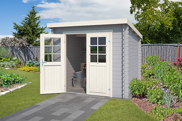 Blokhut Indi 230x175 Platinum Grey-Wit