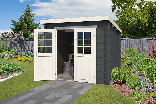 Blokhut Indi 230x230 Carbon Grey-Wit