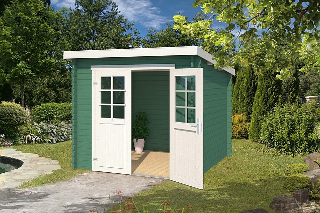 Blokhut Indi 230x230 Jungle Green-Wit