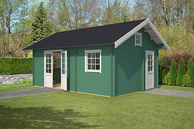 Blokhut Caroline SGC 390x575 Jungle Green-Wit