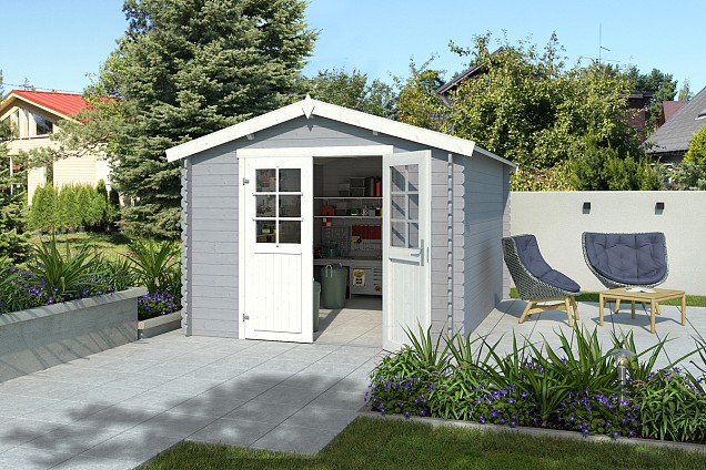 Blokhut Norah 275x380 Platinum Grey-Wit
