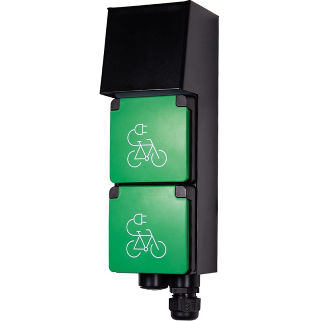 Fietslaadpunt dubbel met orientatieverlichting en schemerschakelaar