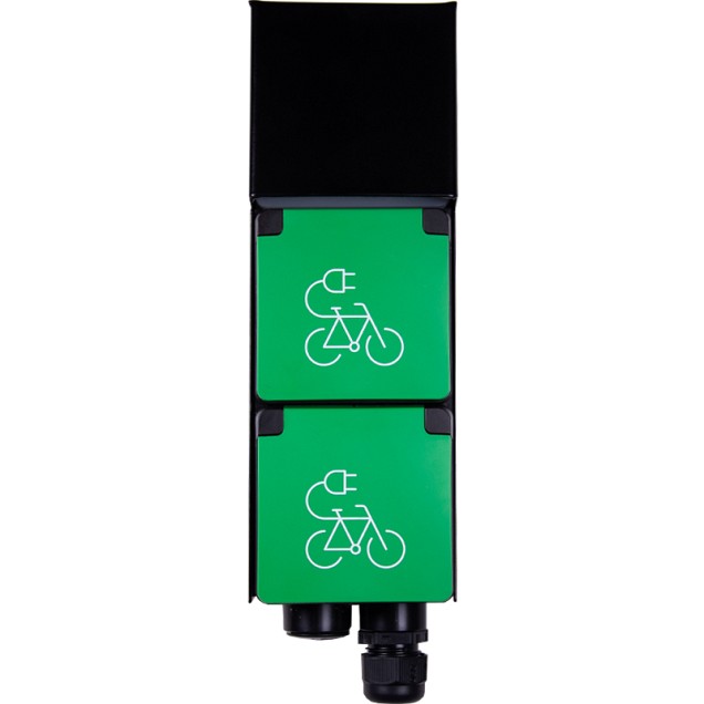 Fietslaadpunt dubbel met orientatieverlichting en schemerschakelaar