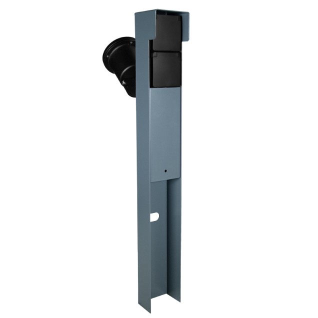 Tuinpaal - pro+ tweevoudig met spot, kabeldoos, afdekkap en installatiedraad grijs