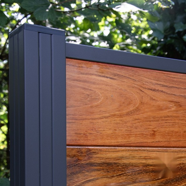 Aluminium paal Modular 68x68x2000mm geassembleerd (tbv scherm 2000 hoog) [antra gepct] in folie bc