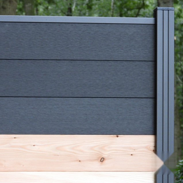 Aluminium paal Modular 68x68x2000mm geassembleerd (tbv scherm 2000 hoog) [antra gepct] in folie bc