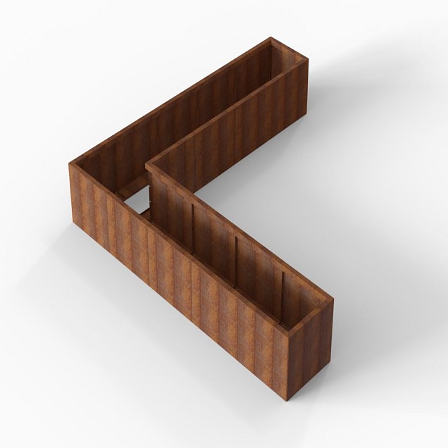 Bloembak Module+ L-vorm 60x300x300x56 cm Corten