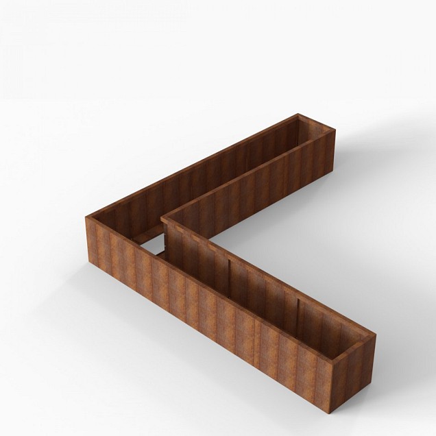 Bloembak Module+ L-vorm 60x330x330x56 cm Corten
