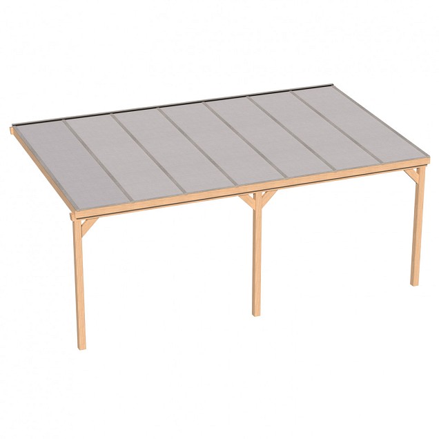 Pext Veranda Douglas - 3060x3500 muuraanbouw - staanders 14x14 cm - blank aluminium - polycarbonaat opaal