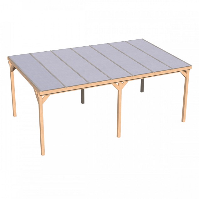 Pext Veranda Douglas - 3060x4000 vrijstaand - staanders 14x14 cm - blank aluminium - polycarbonaat helder