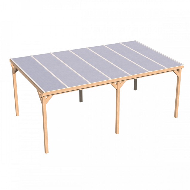 Pext Veranda Douglas - 4060x3500 vrijstaand - staanders 14x14 cm - wit - polycarbonaat opaal