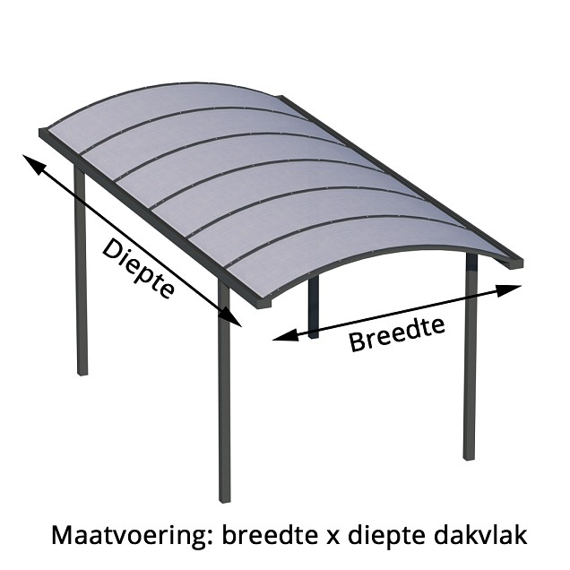 Pext Carport CP10 - 3060x2500 - vrijstaand-zijaanbouw-kopaanbouw - RAL - polycarbonaat helder